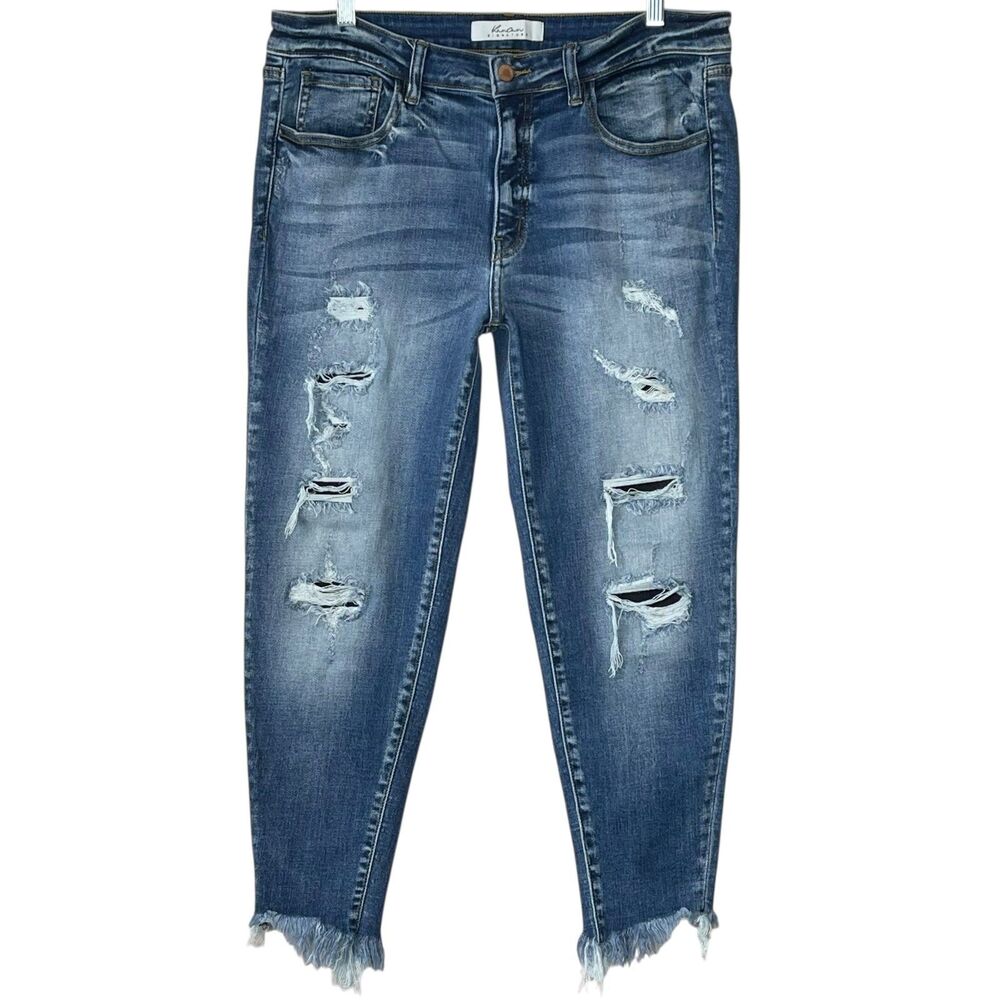 KanCan Signature Mid-Rise Ankle Skinny Jeans Size 32 Destructed Frayed Hem EUC - Picture 2 of 12
